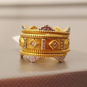 NEW WITH TAGS Freida Rothman Gold Plate Sterling Silver Crown 5 Ring Stack SZ 8